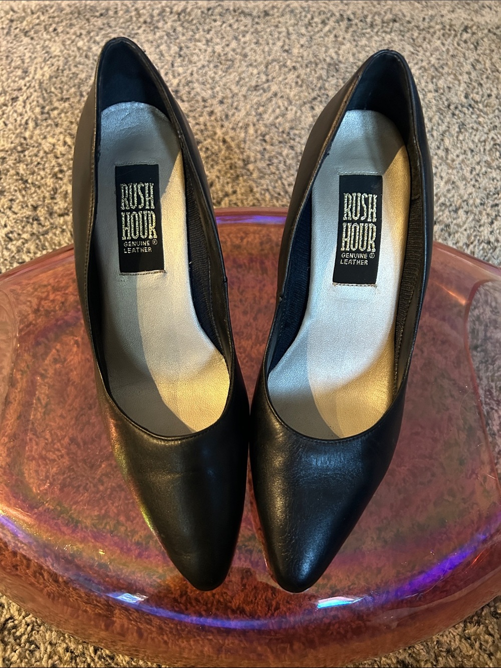 Rush Hour Black Pointed-Toe Leather Pumps